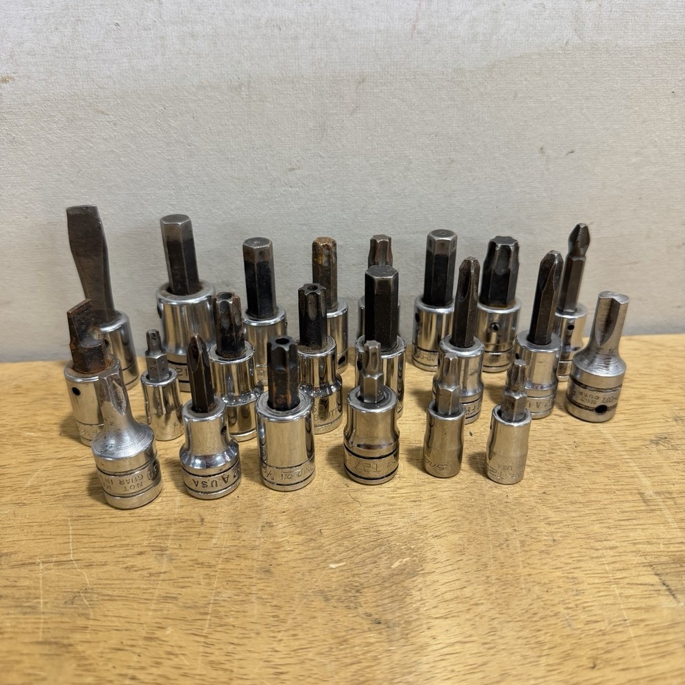 Snap-on Tools Mixed Bit Socket Lot Torx Hex Allen Phillips Flat 1/2 3/8 USA Made